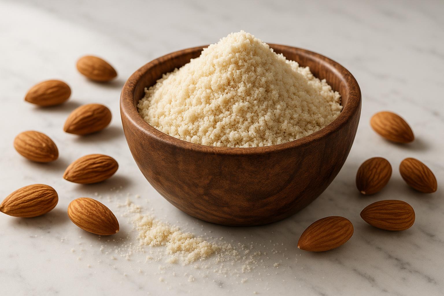 almond flour bowl with almonds